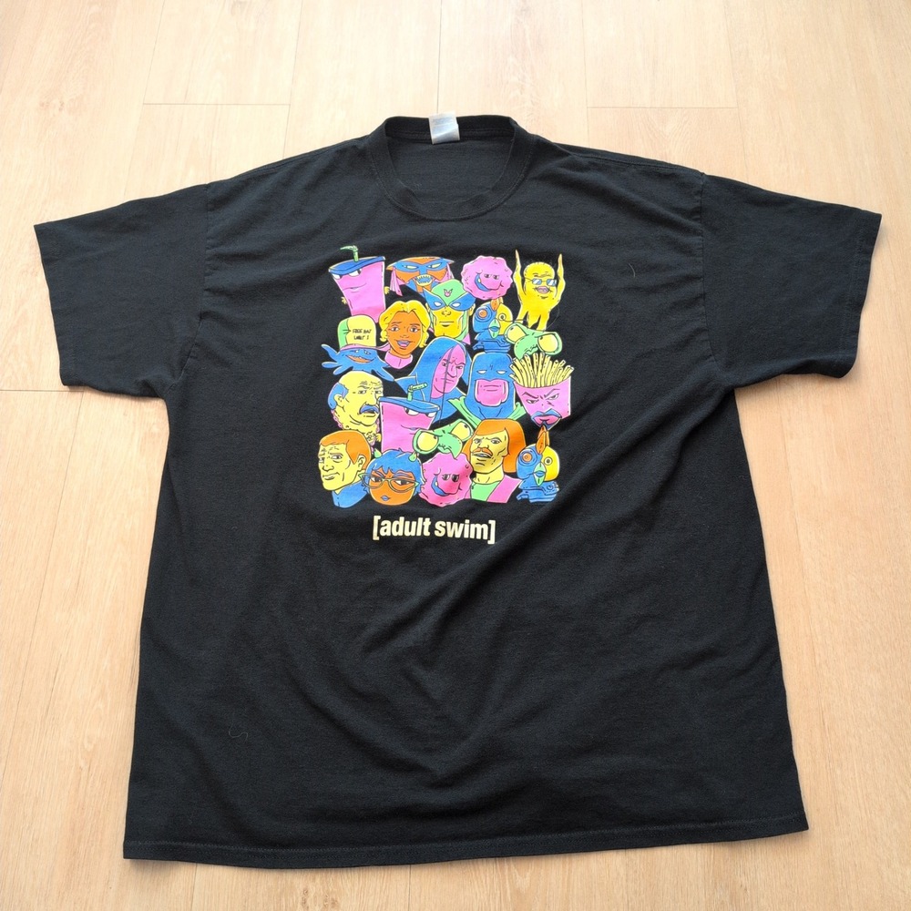 Adult Swim Graphic T-Shirt Mens 2XL Black Carl's Jr Hardee's Promo Port Company